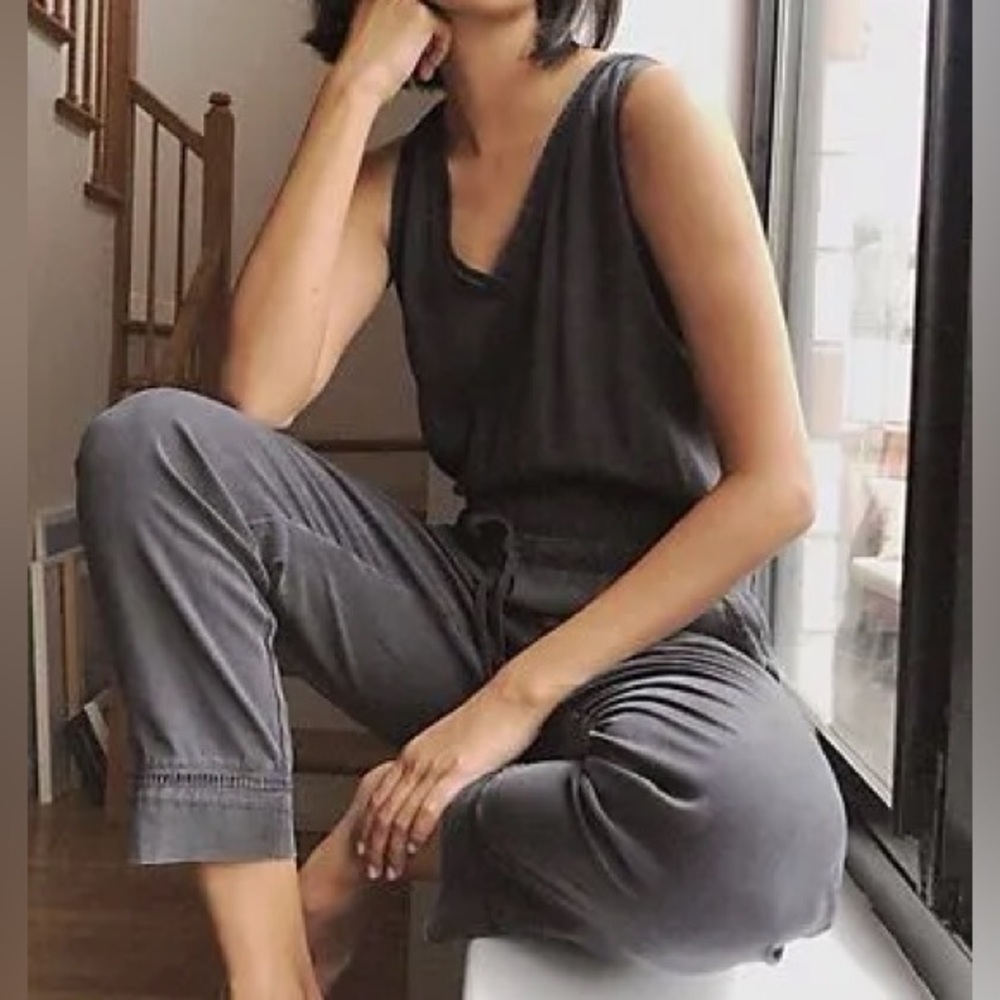 Anthropology [Cloth & Stone] Juliana Jumper Jumpsuit - Charcoal Black - M